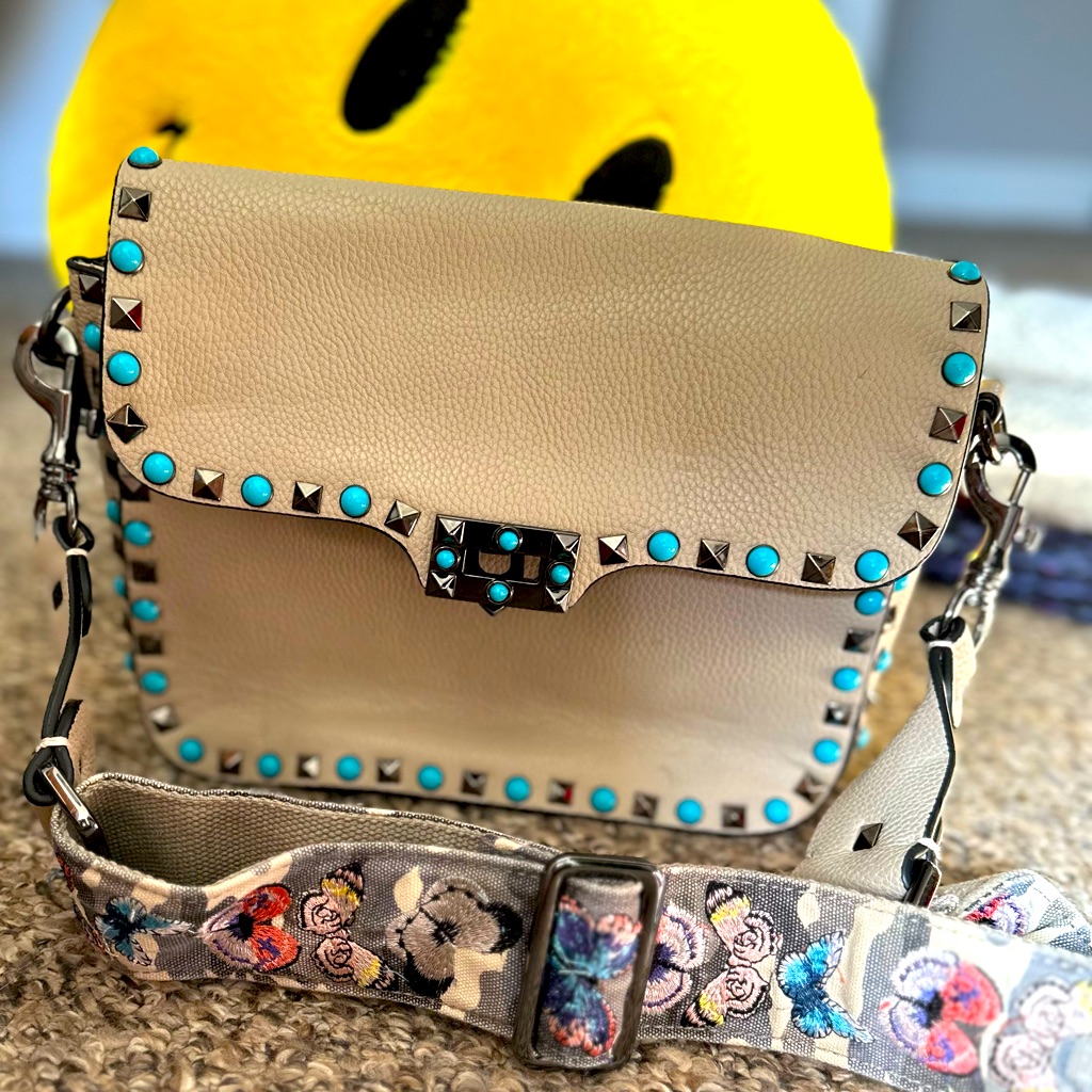 Embroidered Strap Crossbody Bag